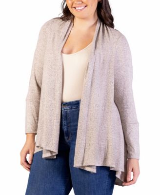 Plus Size Open Front Long Sleeve Cardigan Sweater