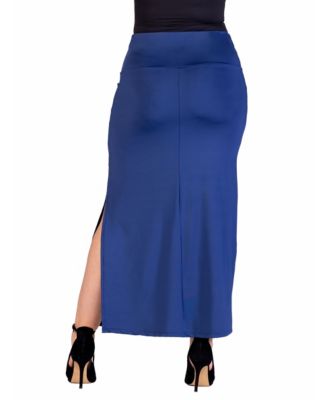 Plus Size Versatile Elastic Waist Maxi Skirt
