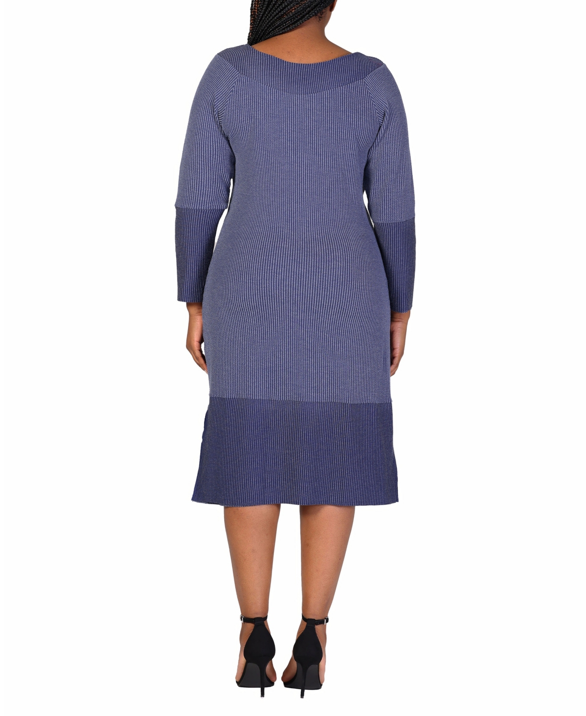 24seven Comfort Apparel Plus Size Rib Knit Long Sleeve Sweater Dress