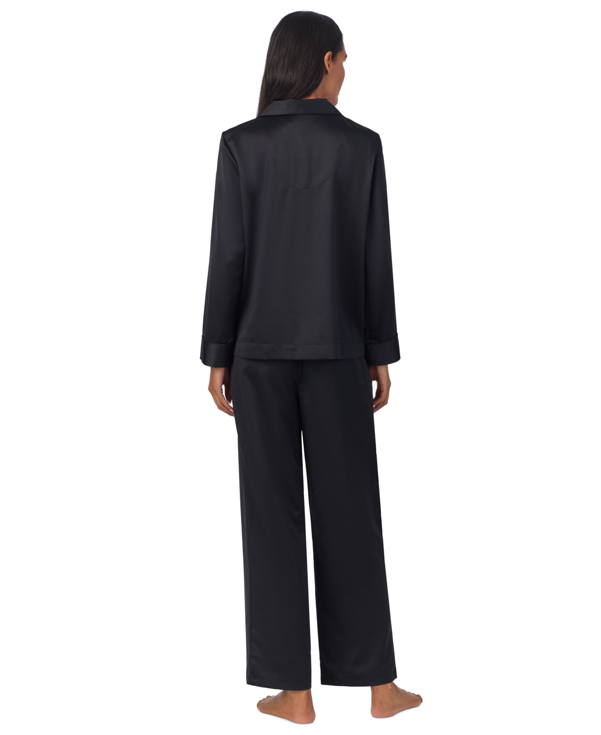RALPH LAUREN WOMEN'S SATIN NOTCHED-COLLAR PAJAMA SET 