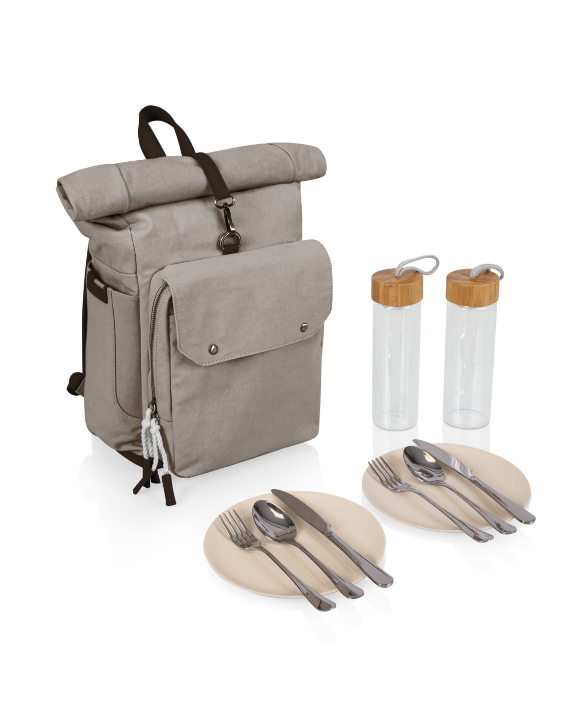 20 Liter Carmel Roll Top Picnic Backpack Cooler - Gray