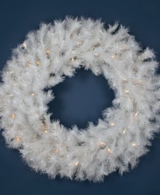 Pre-Lit Alaskan Pine Artificial Christmas Wreath 36 - Inch Warm White LED Lights