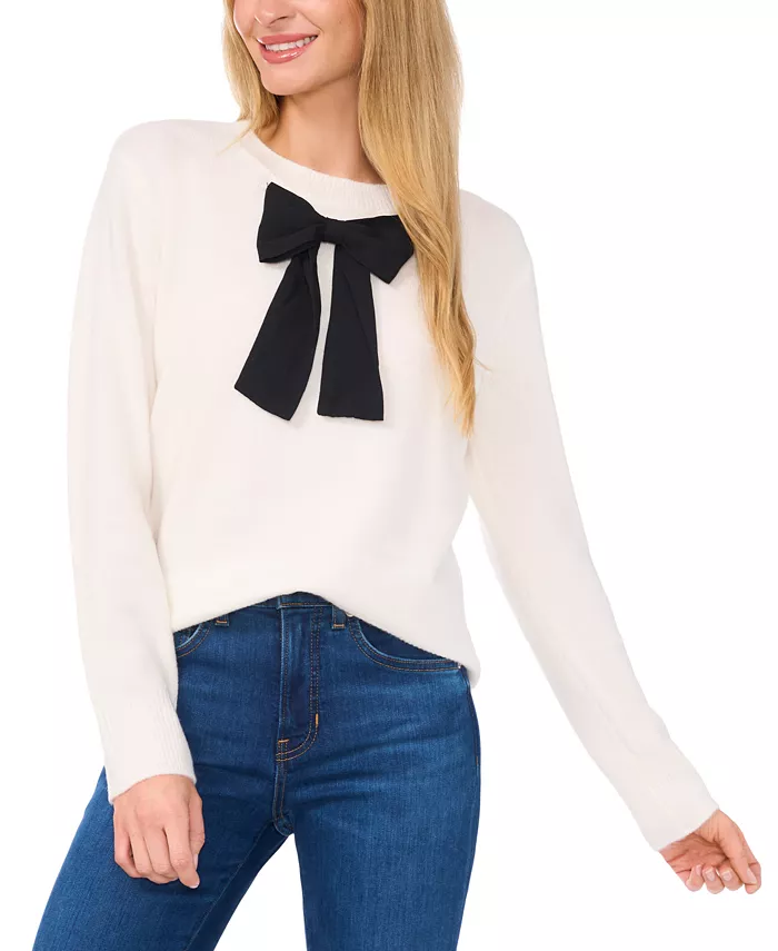 Women's Bow-Trim Crewneck Sweater