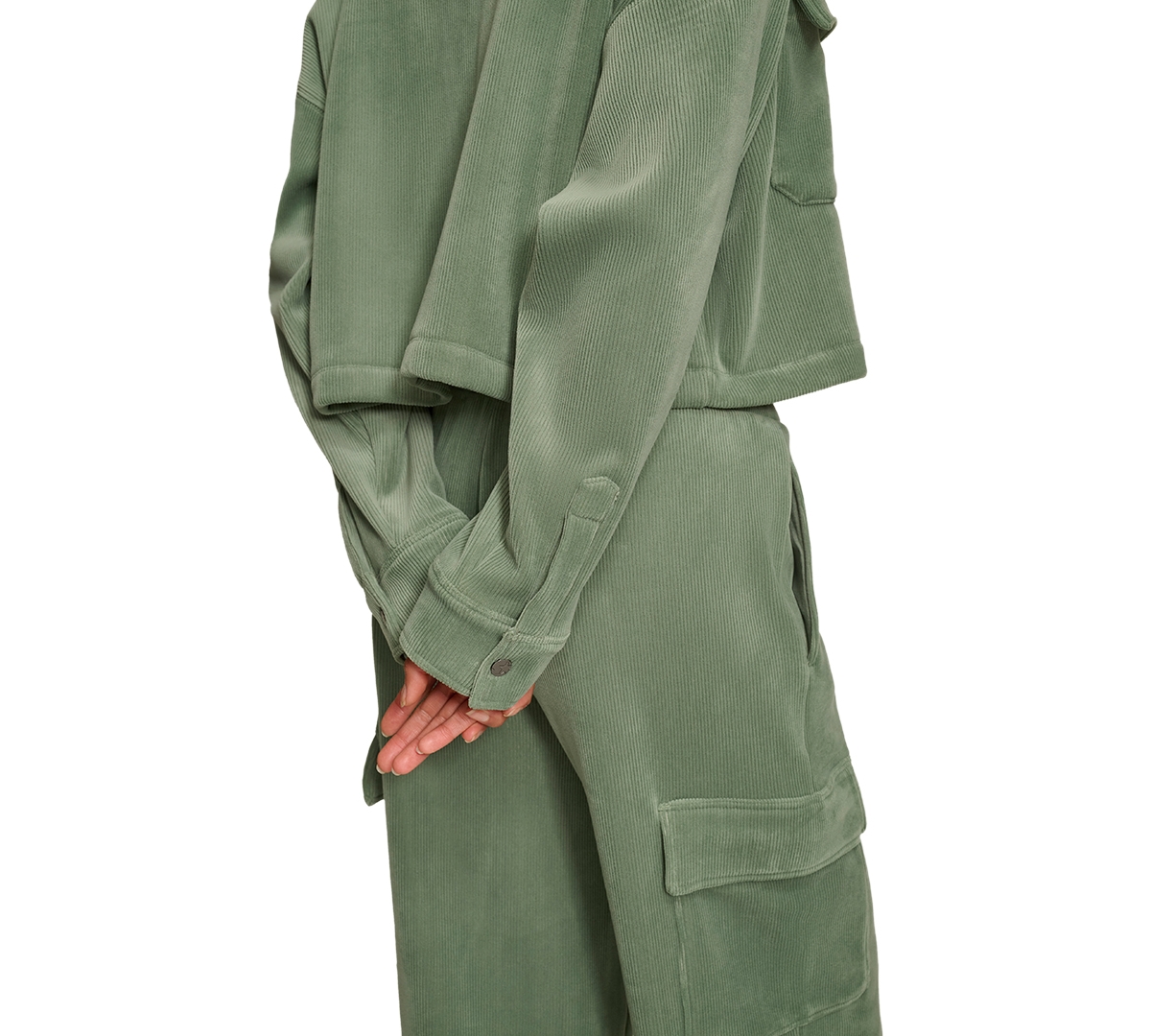 Shop Starter Women's Cropped Snap-front Knit Jacket In Duck Green