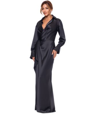 Women's Satin Shirtdress Gown