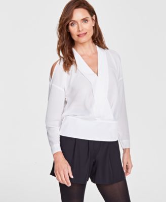 I.N.C. International Concepts - Women's Long-Sleeve Pleated Cold-Shoulder Top