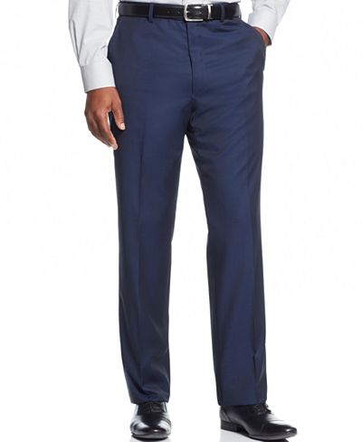 Shaquille O'Neal Collection Big and Tall Navy Solid Classic-Fit Pants, Only at Macy's