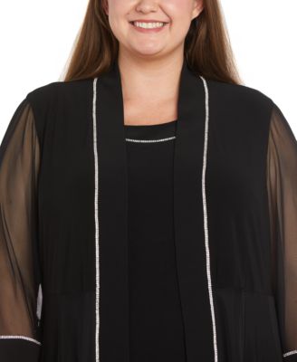 Plus Size Rhinestone-Trim Jacket & Sheath Dress