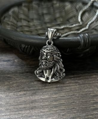 Silver Jesus Christ Stainless Steel Pendant Necklace