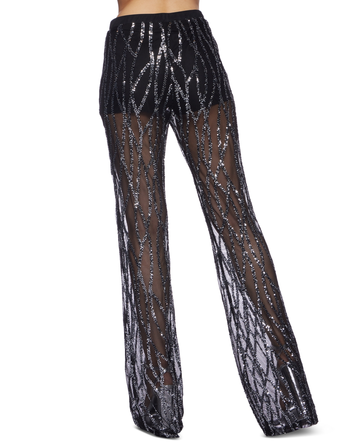 Alex & Sophia Women's Sheer Sequined Pants -sil