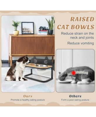 Elevated Pet Feeder with 2 Stainless Steel Bowls for Cats and Small and Medium Dogs