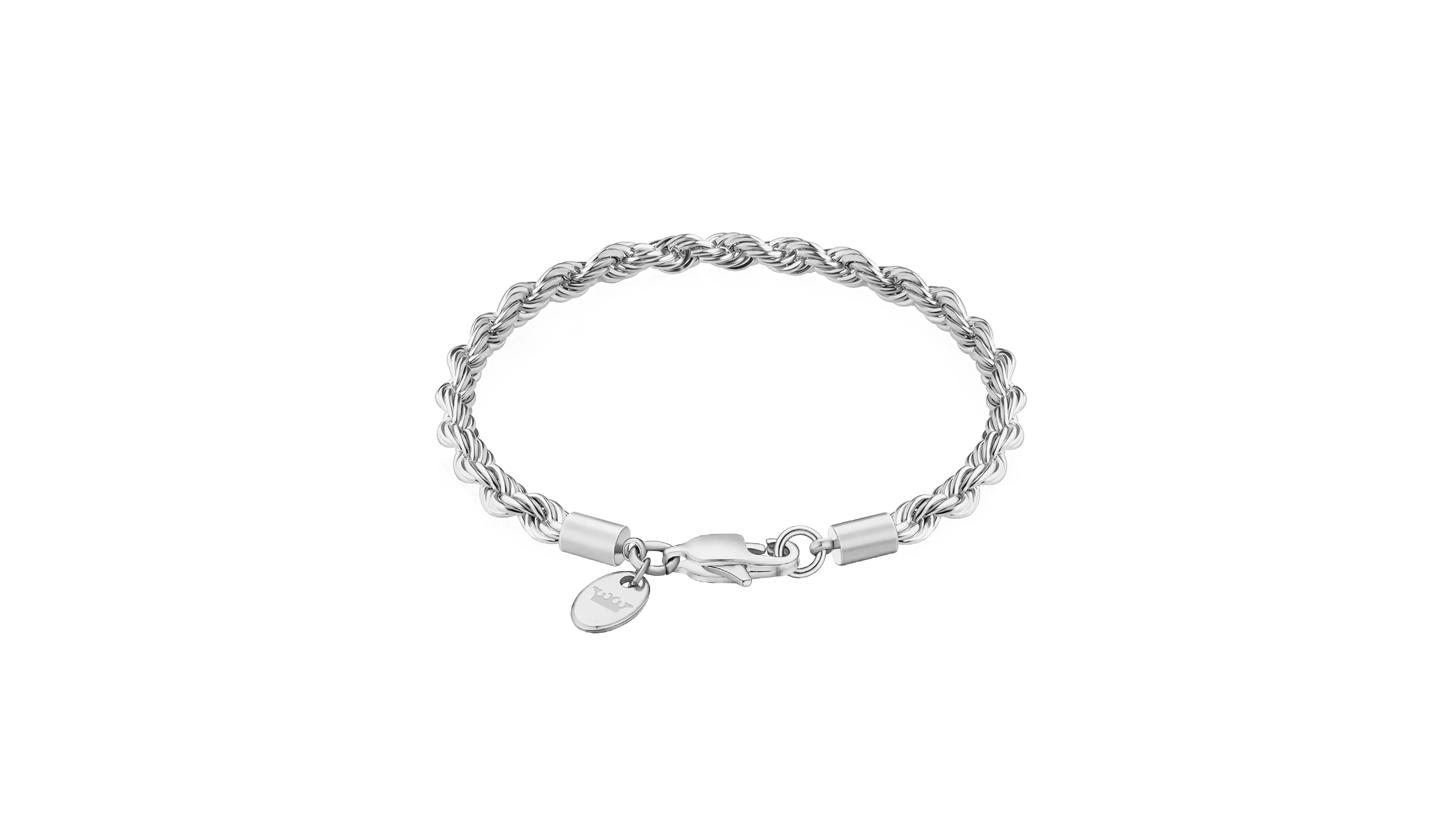Rhona Sutton Silver Stainless Steel Thick 6MM 8.5" Twisted Rope Chain Bracelet