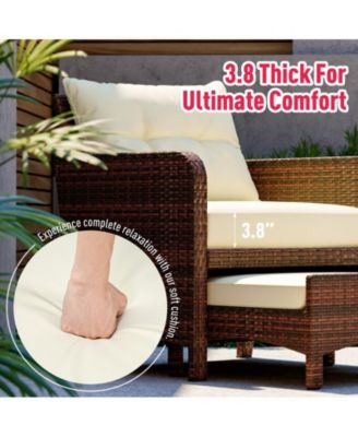 5-Piece Wicker Patio Conversation Set with Cushions