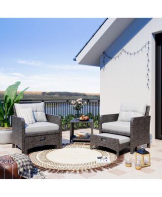 5-Piece Wicker Patio Conversation Set with Cushions