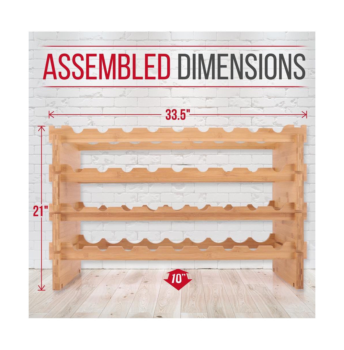 NutriChef Stackable Wine Storage Rack - Wine Rack with 36 Bottle Slots, 4-Tier Modular Wine Display Shelves