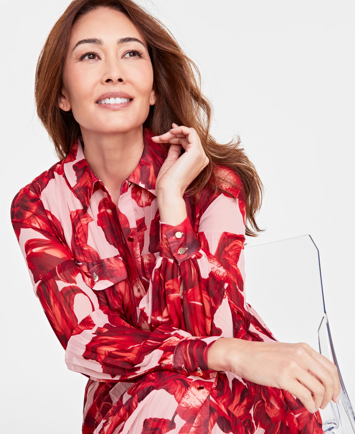I.n.c. International Concepts Women's Floral-Print Pleated Utility Shirtdress, Created for Macy's