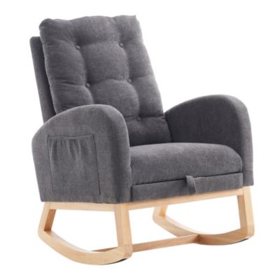 Plush Rocking Lounge Chair with Side Pocket for Relaxation and Support