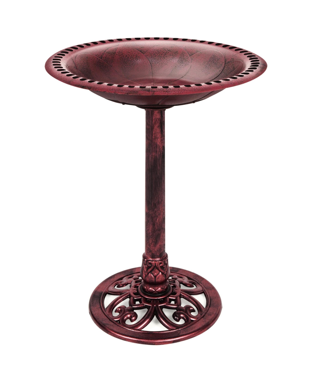 Best Choice Products Outdoor Rustic Pedestal Bird Bath Accent for Garden, Yard w/ Fleur-de-Lis Accents