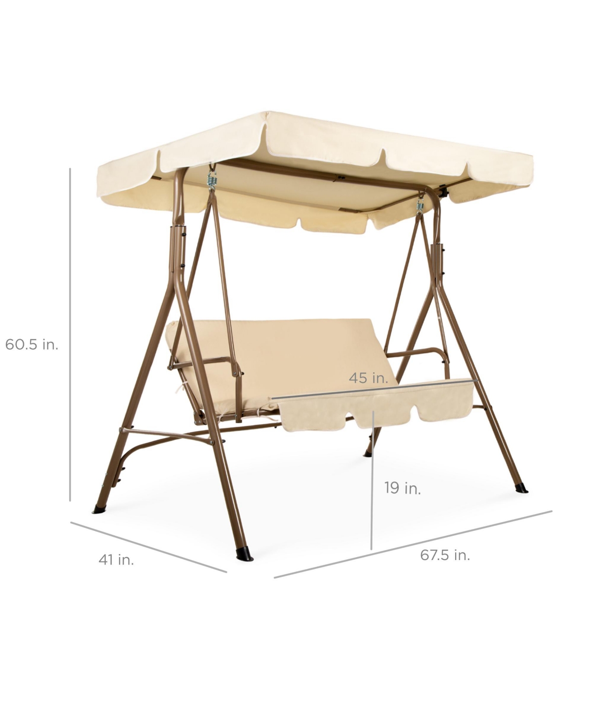 Best Choice Products 2-Person Outdoor Convertible Canopy Swing Glider Lounge Chair w/ Removable Cushions