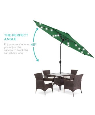10Ft Solar LED Lighted Patio Umbrella with Tilt Adjustment and UV-Resistant Fabric