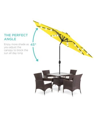 10ft Solar LED Lighted Patio Umbrella w/ Tilt Adjustment, UV-Resistant Fabric