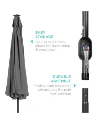 10Ft Solar LED Lighted Patio Umbrella with Tilt Adjustment and UV-Resistant Fabric
