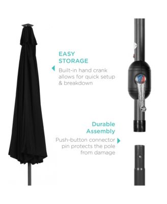 10ft Solar LED Lighted Patio Umbrella w/ Tilt Adjustment, UV-Resistant Fabric