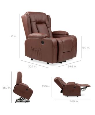  Standard Size  Faux Leather  Power Lift, Massage, Heat, USB Port, Cupholders  Recliner Chair