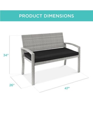 2-Person Wicker Frame 700lb Capacity Cushion Outdoor Patio Garden Bench