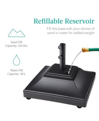 Mobile Umbrella Base, Fillable Heavy-Duty Market Stand w/4 Wheels, 2 Locks, 120lb Capacity