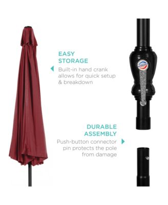 10ft Outdoor Steel Market Patio Umbrella w/ Crank, Tilt Push Button, 6 Ribs