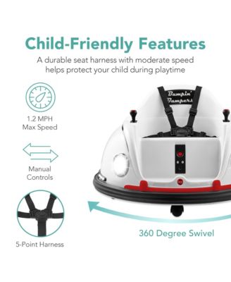 6V Kids Ride On Bumper Car Toy w/ Remote Control, Harness, Lights, 360 Degree Spin