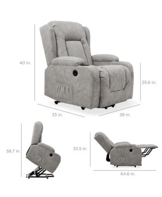  Standard Size  Faux Leather  Power Lift, Massage, Heat, USB Port, Cupholders  Recliner Chair