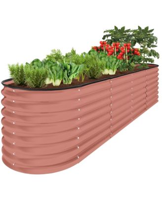 Metal Oval Raised Garden Bed with Support Bars