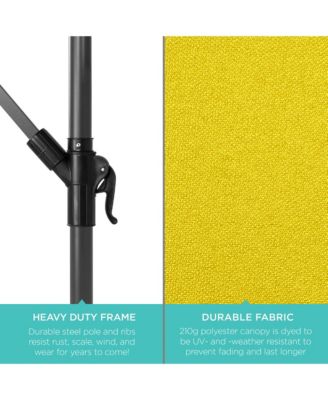 10ft Solar LED Offset Hanging Outdoor Market Patio Umbrella w/ Adjustable Tilt