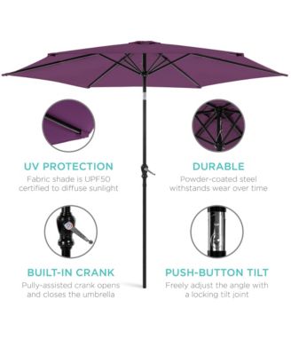 10ft Outdoor Steel Market Patio Umbrella w/ Crank, Tilt Push Button, 6 Ribs