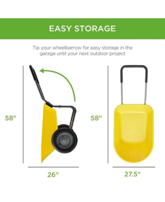 Dual-Wheel Home Wheelbarrow Yard Garden Cart for Lawn, Construction