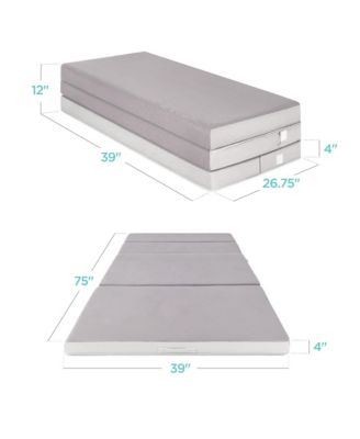 4in Thick Folding Portable, Carry Case, Washable Cover Mattress Topper