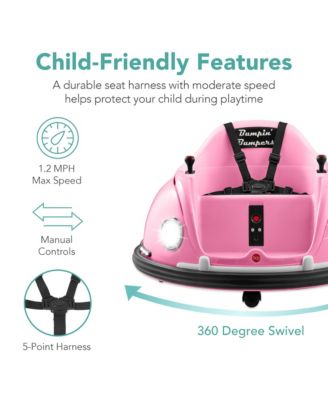 6V Kids Ride On Bumper Car Toy w/ Remote Control, Harness, Lights, 360 Degree Spin