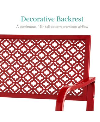 Steel Frame Geometric Backrest Foot Levelers Garden Bench