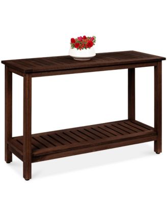 48in 2-Shelf Indoor Outdoor Wooden Console Table Multifunctional Buffet Bar Storage