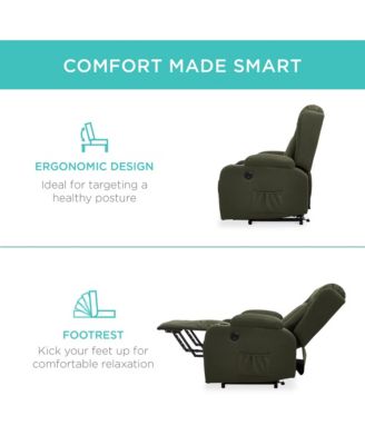 Electric Power Lift Linen Recliner Massage Chair Furniture w/ USB Port, Heat, Cupholders