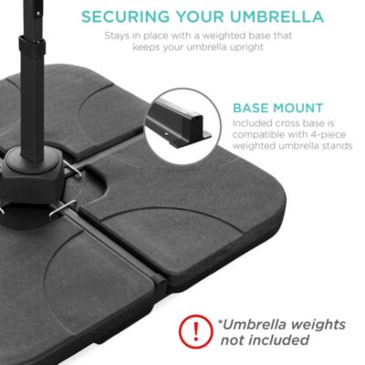 10ft 360-Degree Solar LED Lit Cantilever Patio Umbrella, Outdoor Hanging Shade