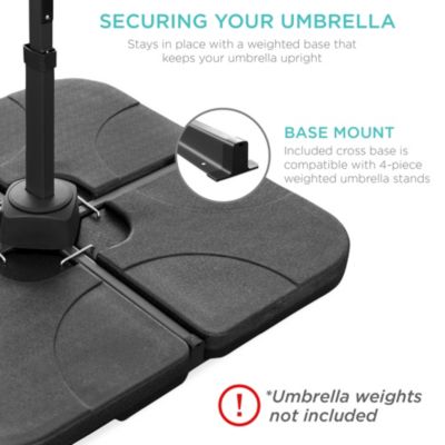 10ft 360-Degree Solar LED Lit Cantilever Patio Umbrella, Outdoor Hanging Shade