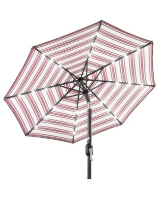 10Ft Solar LED Lighted Patio Umbrella with Crank, Tilt, Push Button, and 6 Ribs