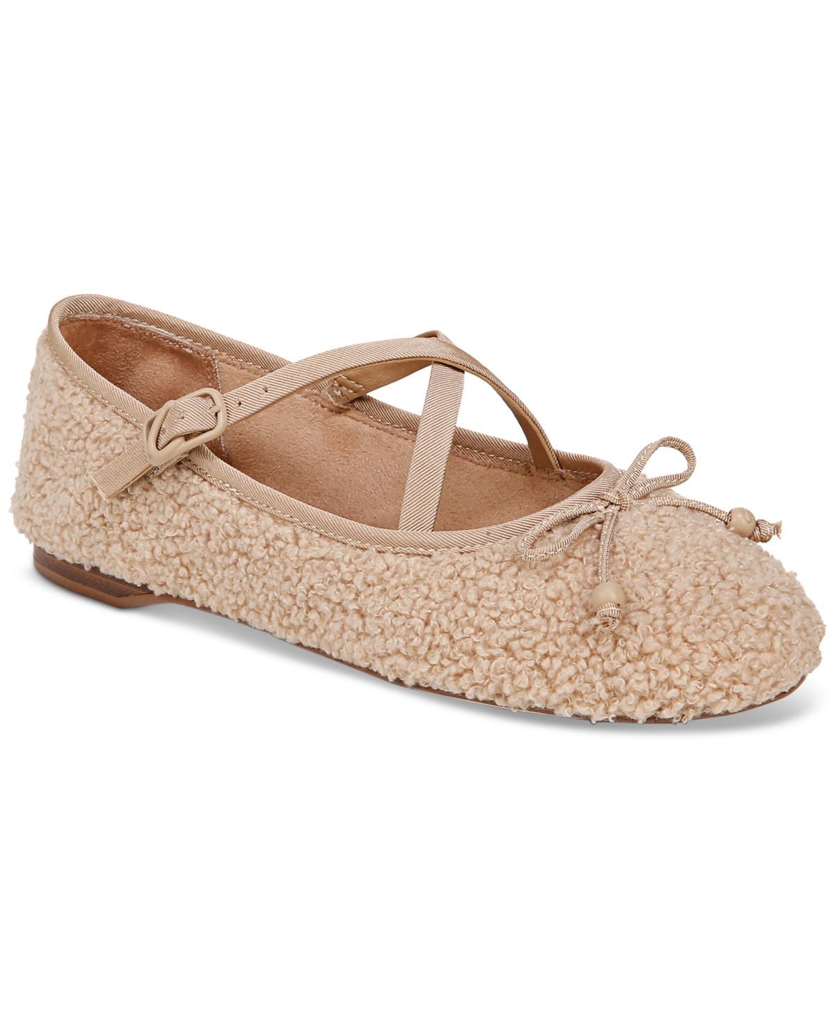 Women's Zuri Cozy Crossband Ballet Flats - Black Shearling/Black Sequin