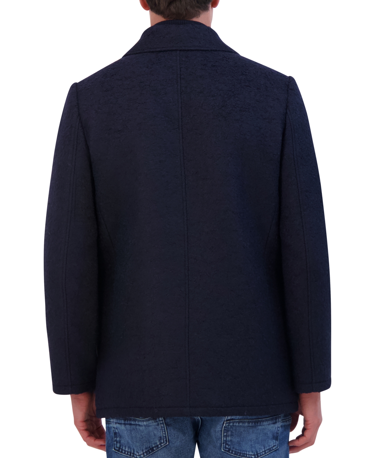 Kenneth Cole Men's Double Breasted Wool Blend Peacoat In Navy