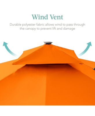 10x10ft 2-Tier Square Outdoor Solar LED Cantilever Patio Umbrella w/ Base Included