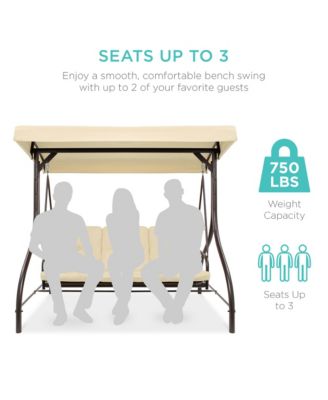 3-Seat Outdoor Converting Canopy Swing Glider Patio Hammock with Removable Cushions