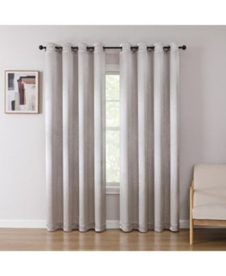 1 Piece Priscilla Light Filtering Grommet Top Embossed Leaves Jacquard Window Curtain Panel - Red